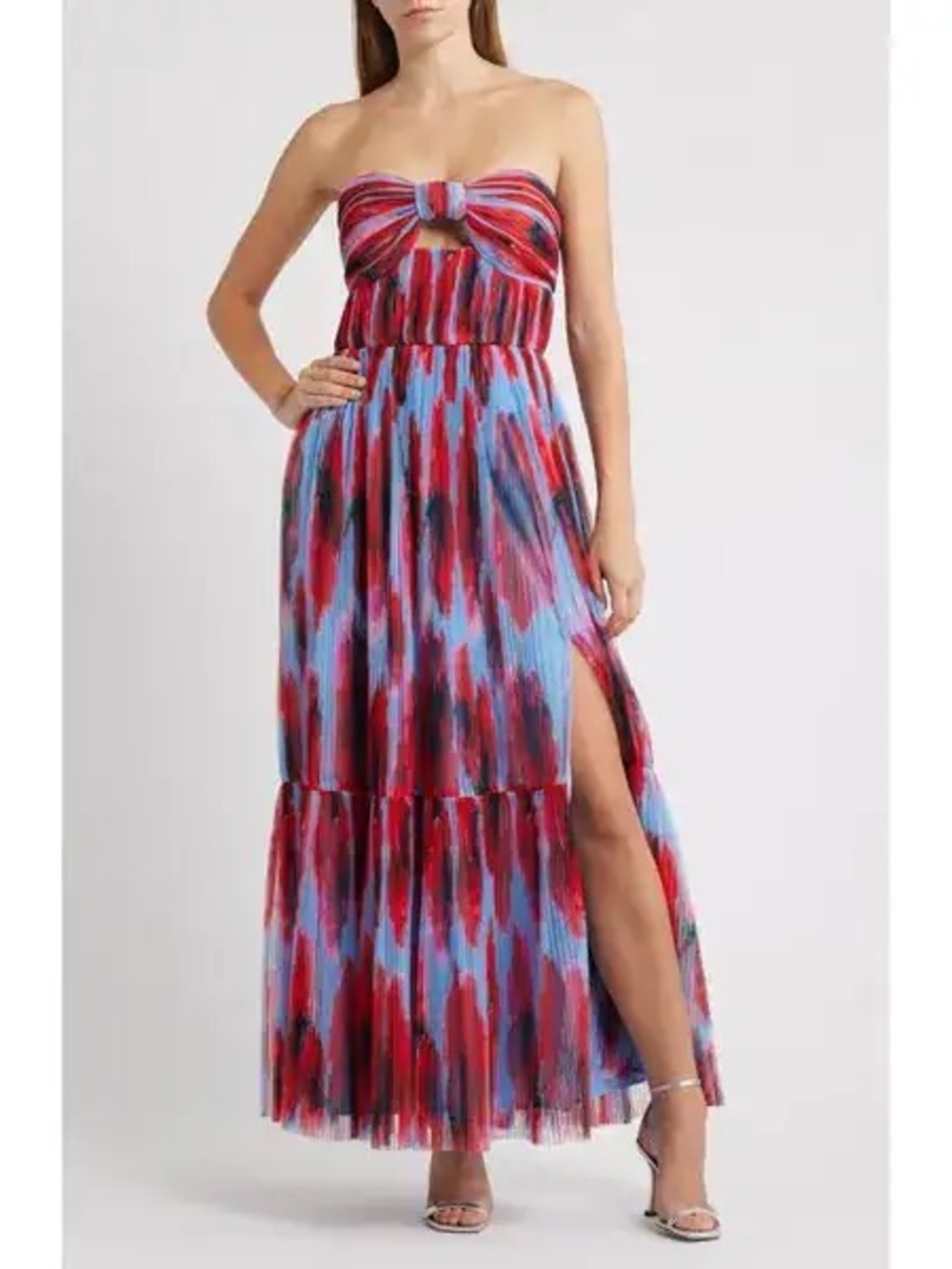 Hutch Bow Front Strapless Maxi Formal Dress Size 8 Red Blue